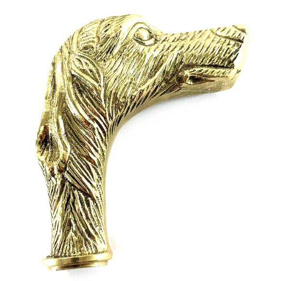 Vintage Brass Dog Head Cane Walking Stick Handle 3.5” Retriever Setter - Picture 1 of 5
